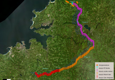Imaxe do trazado completo da li&ntilde;a de alta tensi&oacute;n do PE Nord&eacute;s at&eacute; a Subestaci&oacute;n en Abegondo